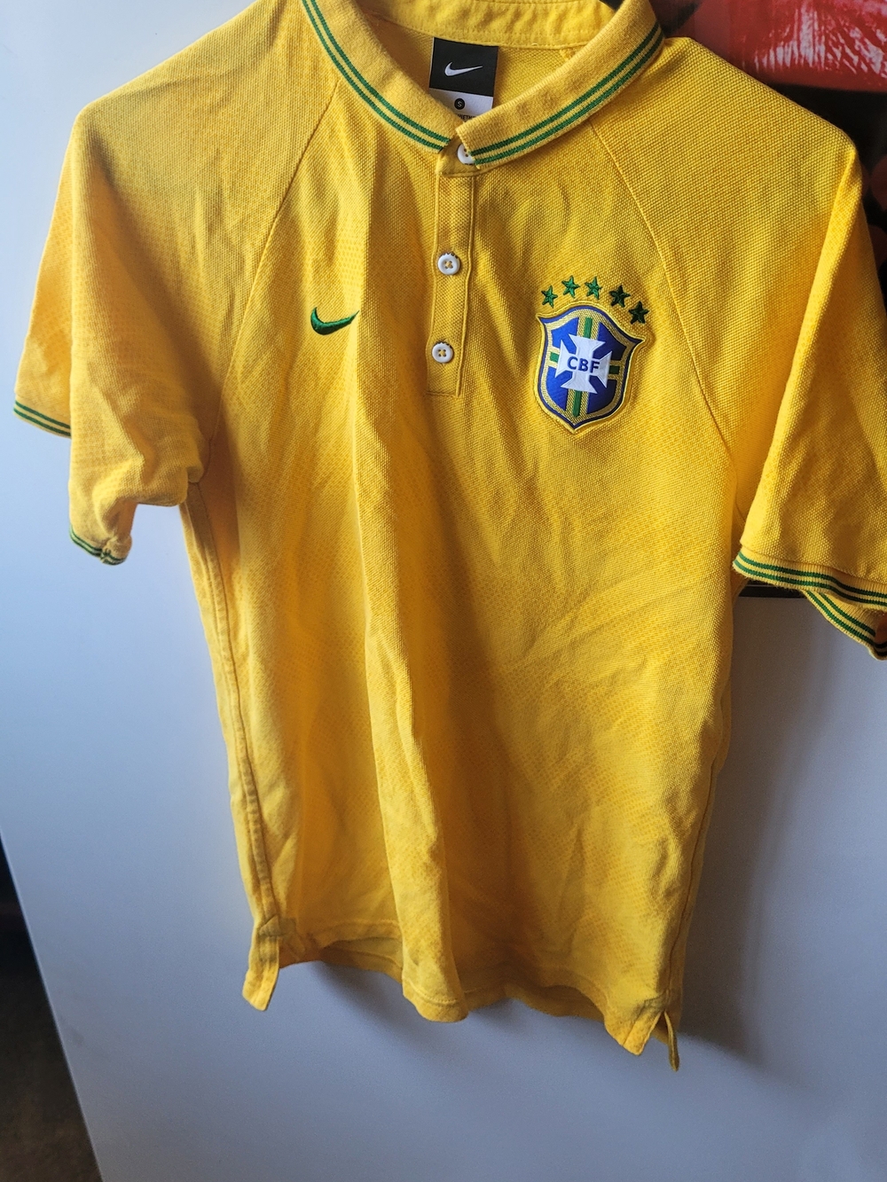 Nike Yellow Brazil CBF Soccer Polo Shirt Jersey